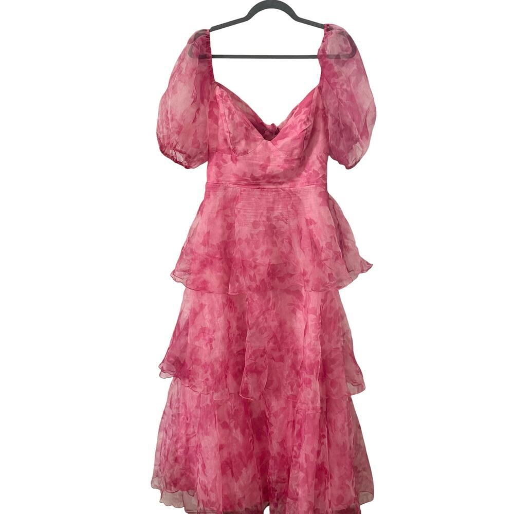 Hello Molly Enchanted Castle Tiered Midi Dress Pink Whimsical Size XL - Picture 5 of 11